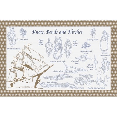 Knots Bends And Hitches Cotton Tea Towel - Click Image to Close