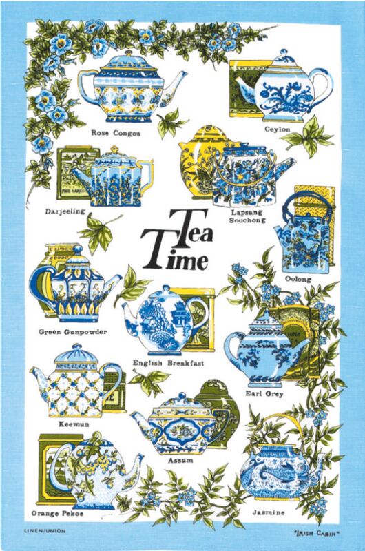 Tea Time Linen Union Tea Towel - Click Image to Close