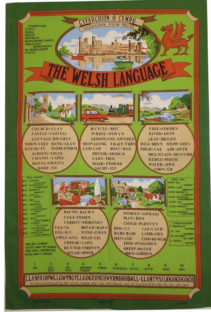 Welsh Language Cotton Tea Towel