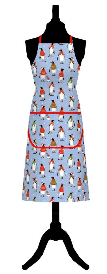 Cosy Penguins Cotton Apron with Front Pocket - Click Image to Close