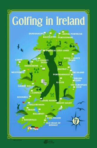 Golfing in Ireland Linen Union Tea Towel